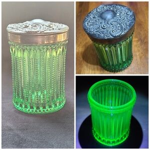 Uranium Glass Antique Jar With Lid